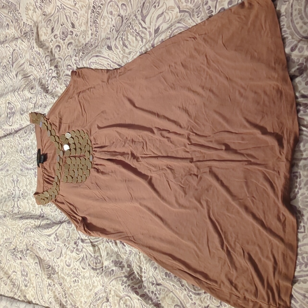 Tan jersey dress resort going out date night